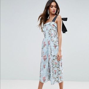 ASOS floral romper with bow tie shoulder